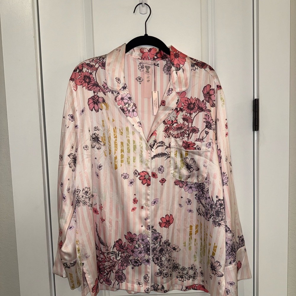 Victoria's Secret Pink and White Floral Pajama Top